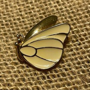 vintage Monet Pin Brooch cream enamel butterfly